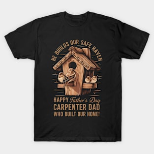 He Builds our Safe Haven Happy Father's Day Carpenter Dad Who Built Our Home | Dad Lover gifts T-Shirt